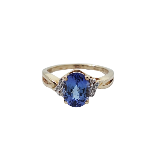 9ct Yellow Gold Tanzanite & Zircon Ring 1.60ct