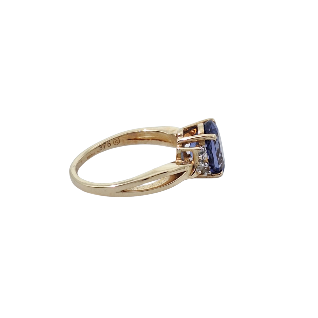 9ct Yellow Gold Tanzanite & Zircon Ring 1.60ct