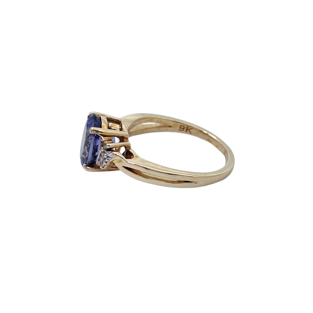 9ct Yellow Gold Tanzanite & Zircon Ring 1.60ct