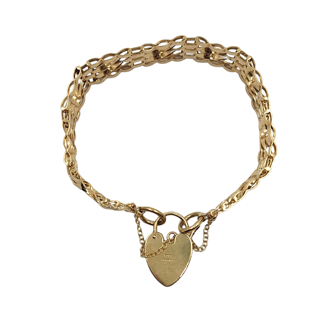 9ct Yellow Gold Gate Bracelet 7.5"