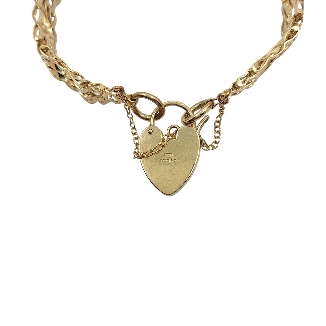 9ct Yellow Gold Gate Bracelet 7.5"
