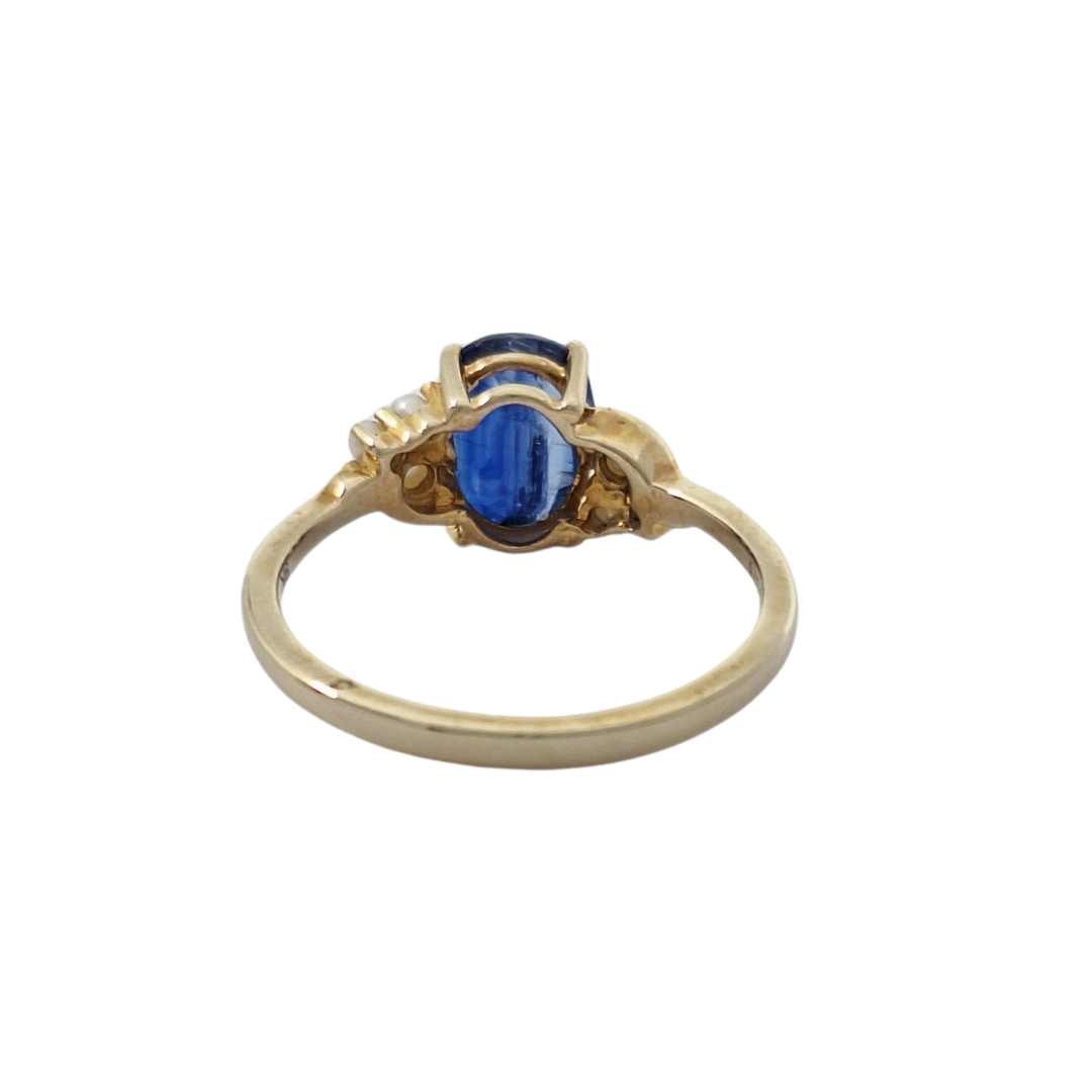 9ct Yellow Gold Nilamani & pearl Ring