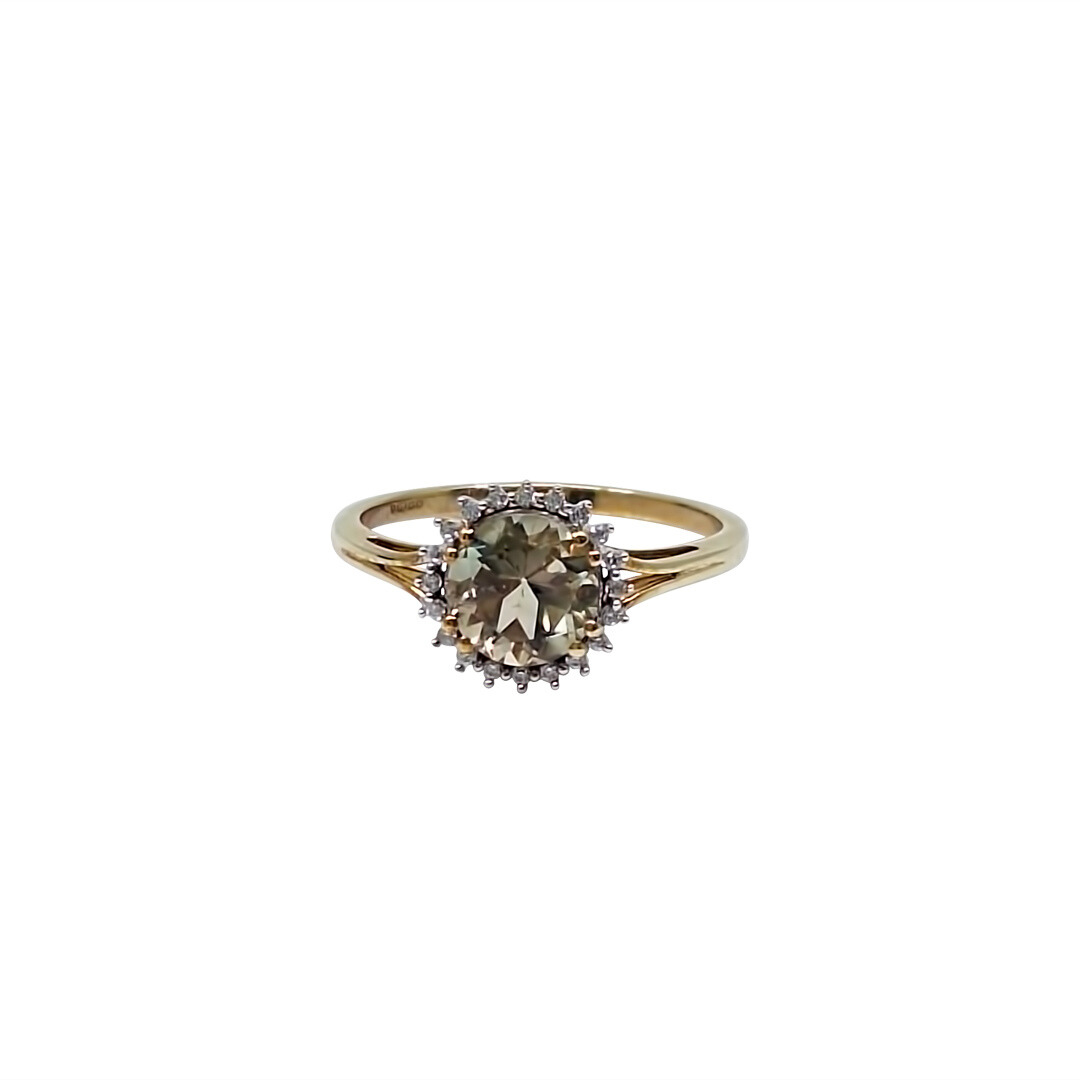 9ct Yellow Gold Sunstone & Zircon Ring 1.33ct