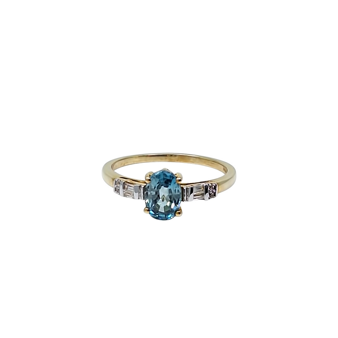 9ct Yellow Gold Ratanakiri Blue & Zircon Ring 1.35ct