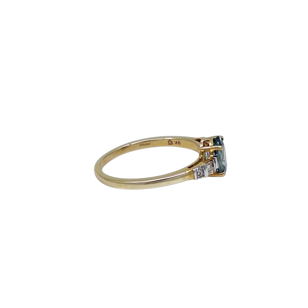 9ct Yellow Gold Ratanakiri Blue & Zircon Ring 1.35ct