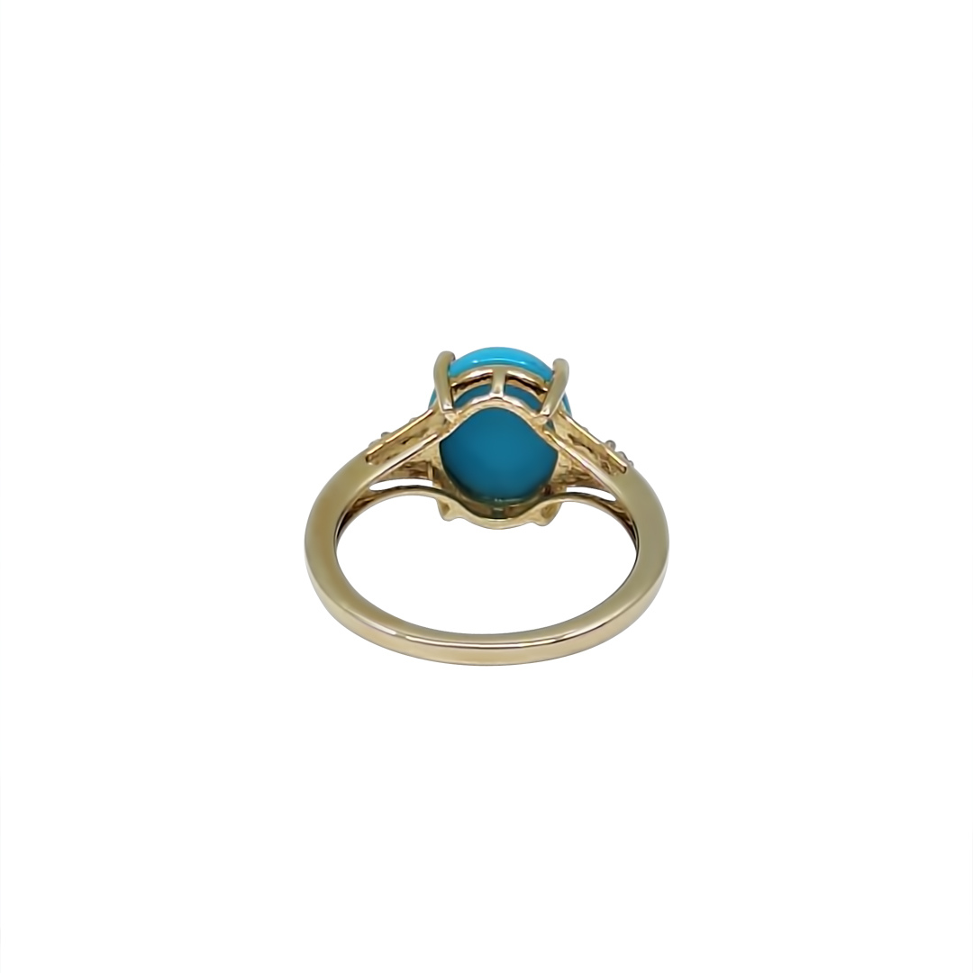 9ct Yellow Gold Turquoise & Zircon Ring 2.15ct