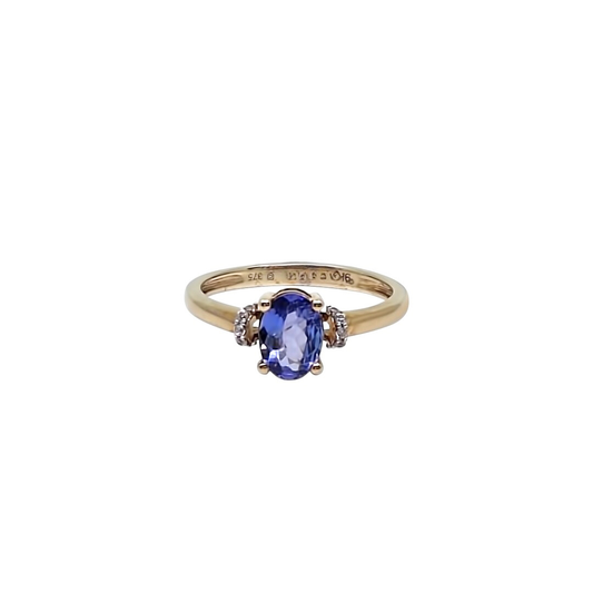 9ct Yellow Gold Tanzanite & Zircon Ring 1.02ct