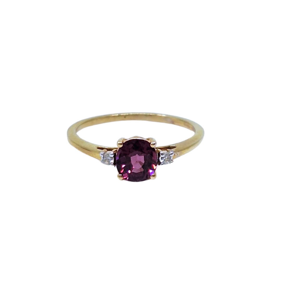 9ct Yellow Gold Comeria Garnet & Zircon Three Stone Ring 1.20ct