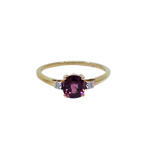 9ct Yellow Gold Comeria Garnet & Zircon Three Stone Ring 1.20ct