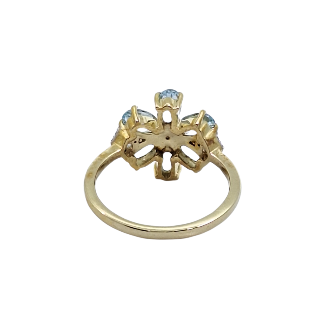 9ct Yellow Gold Aquamarine & Zircon Ring 1.30ct