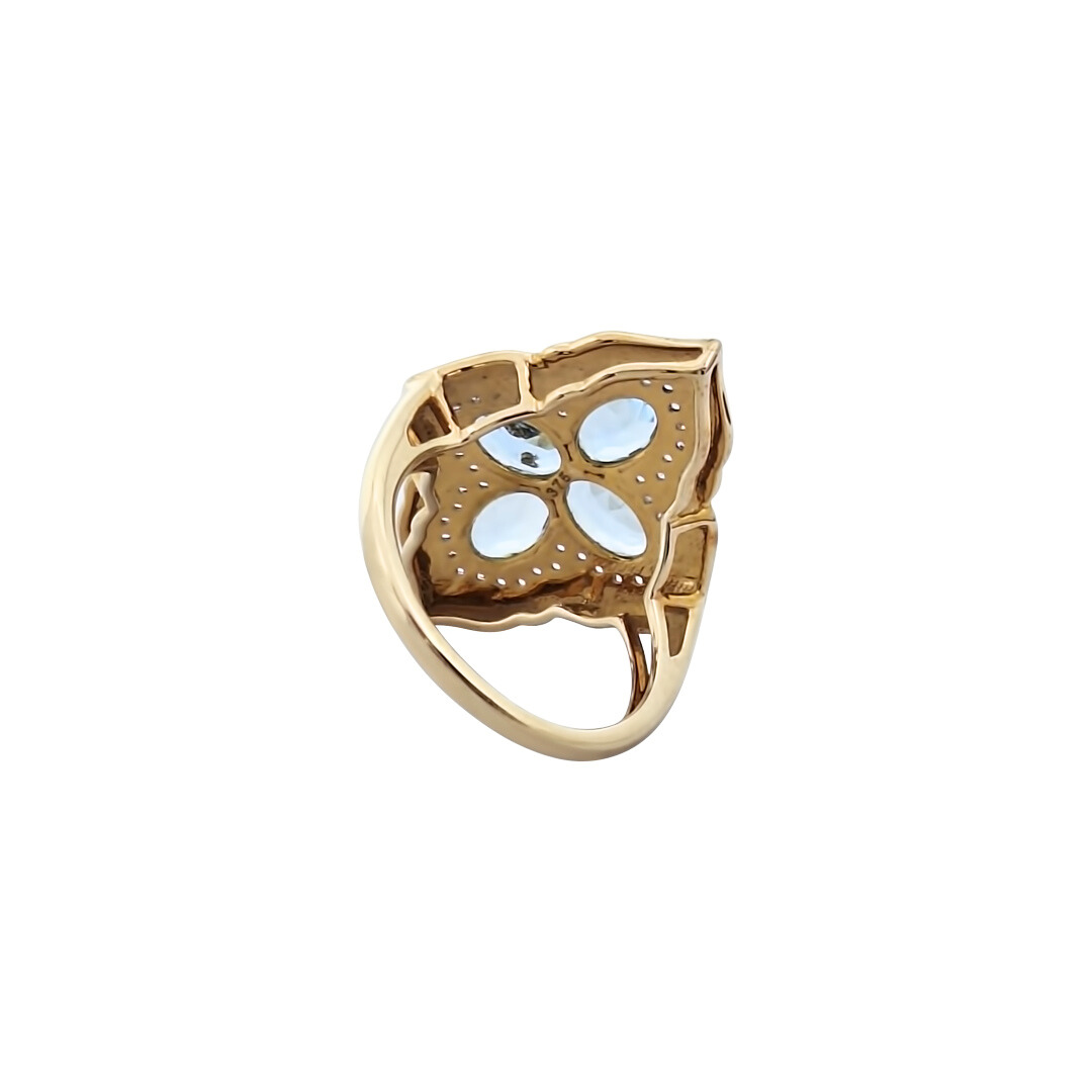 9ct Yellow Gold Aquamarine & Zircon Cocktail Ring 1.80ct