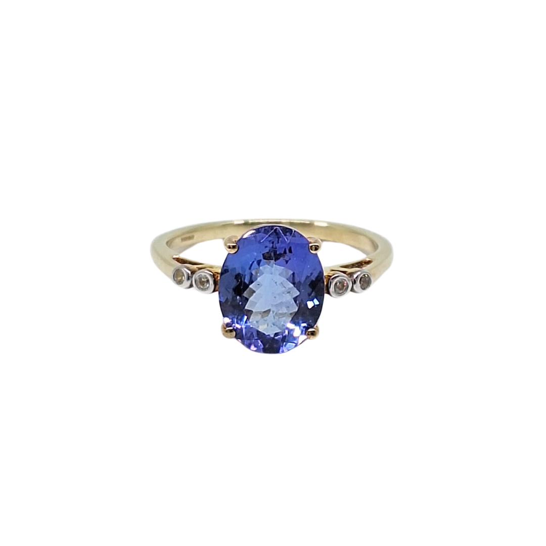 9ct Yellow Gold Tanzanite & Zircon Ring 2.60ct