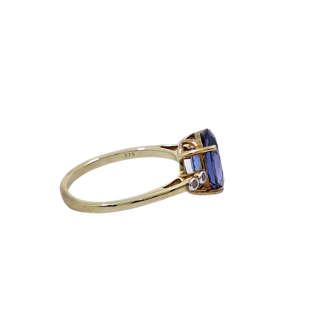9ct Yellow Gold Tanzanite & Zircon Ring 2.60ct