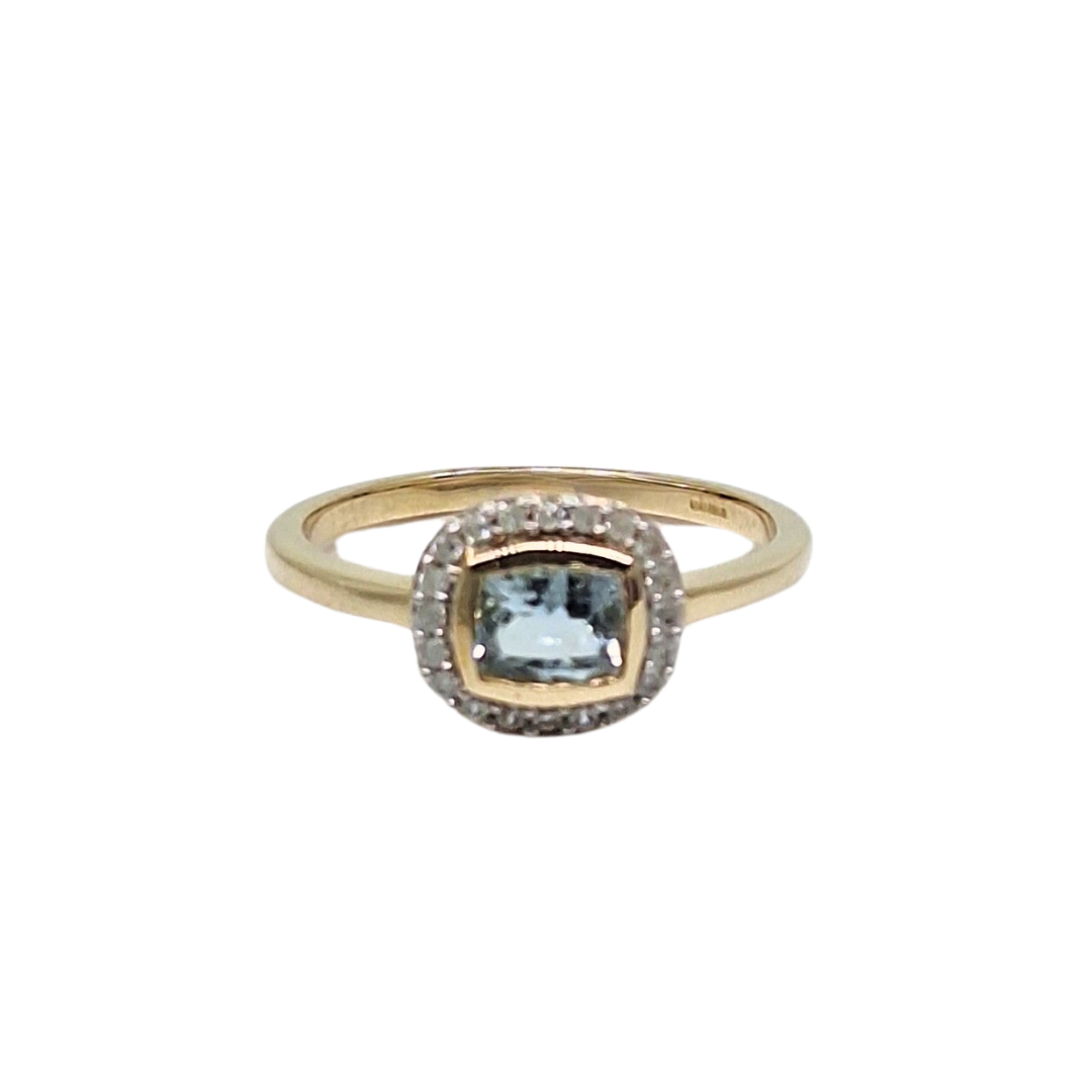 9ct Yellow Gold Santa Maria Aquamarine & Zircon Ring 0.50ct