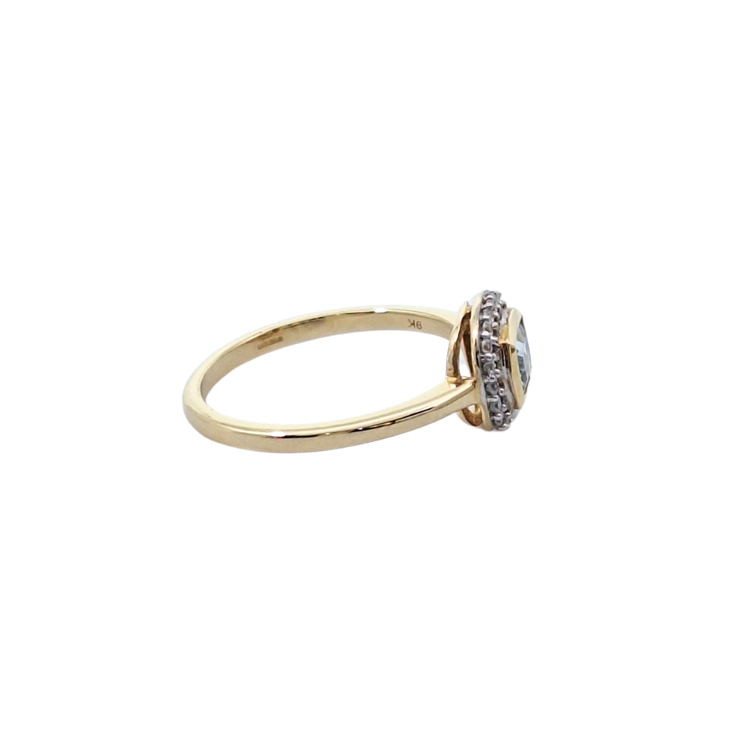 9ct Yellow Gold Santa Maria Aquamarine & Zircon Ring 0.50ct