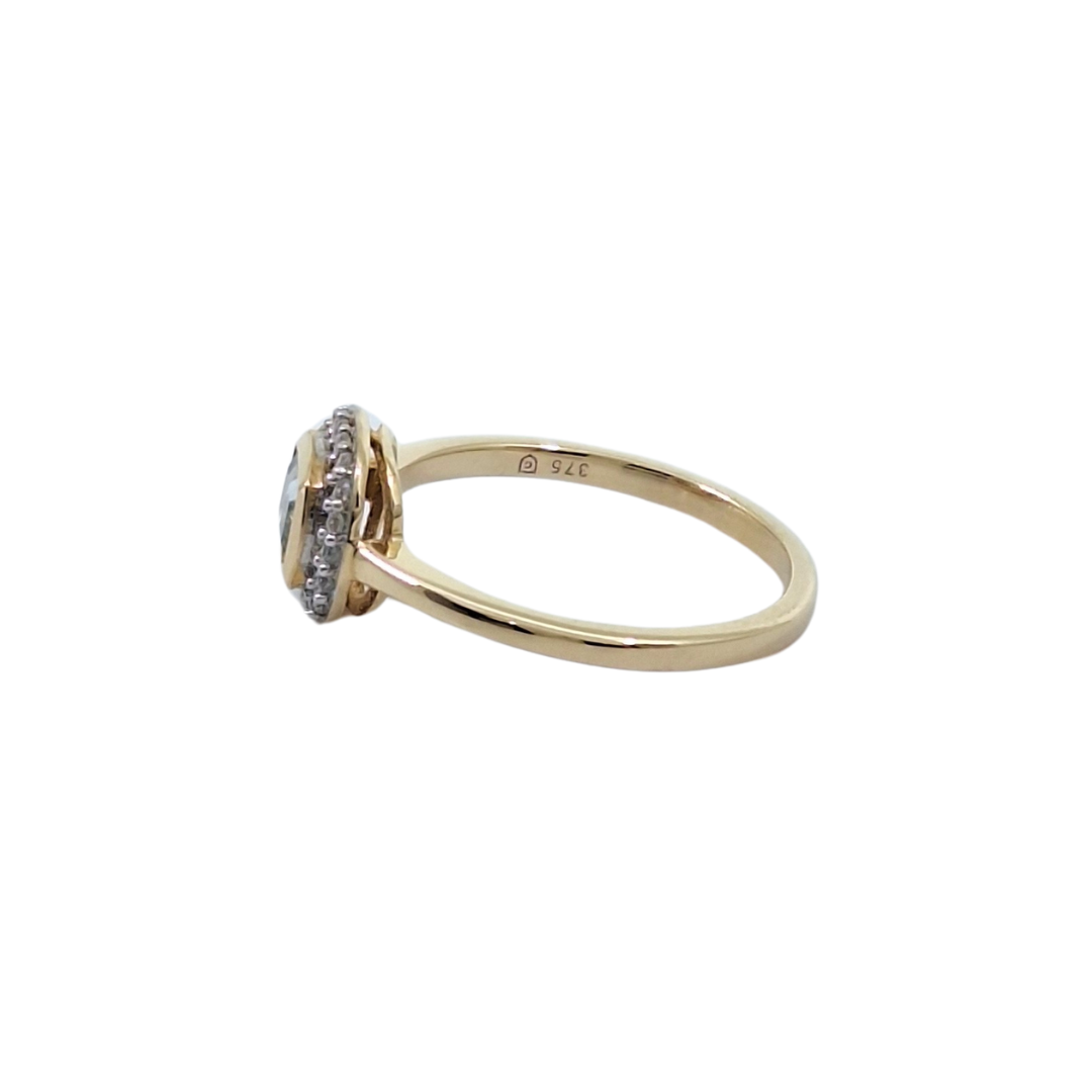 9ct Yellow Gold Santa Maria Aquamarine & Zircon Ring 0.50ct