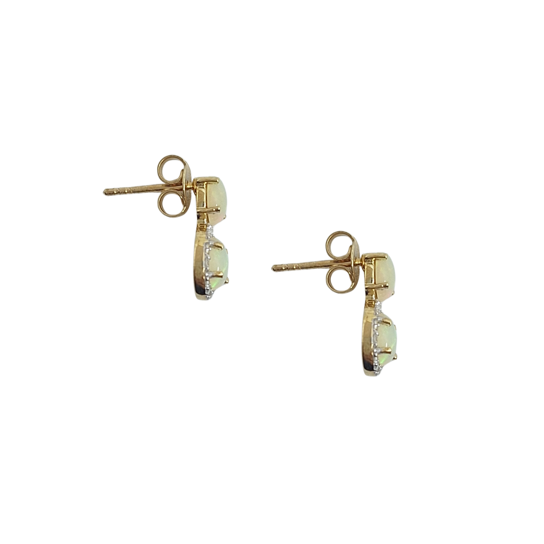 9ct Yellow Gold Opal & Zircon Earrings 1.35ct