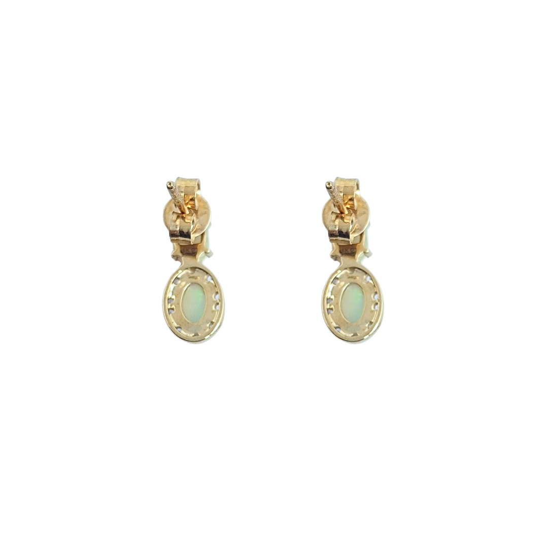 9ct Yellow Gold Opal & Zircon Earrings 1.35ct