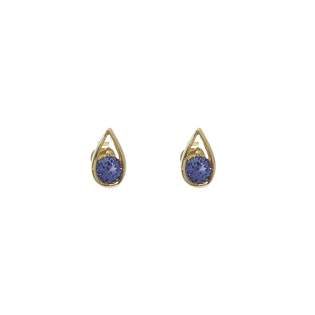 9ct Yellow Gold Tanzanite Stud Earrings 1.05ct