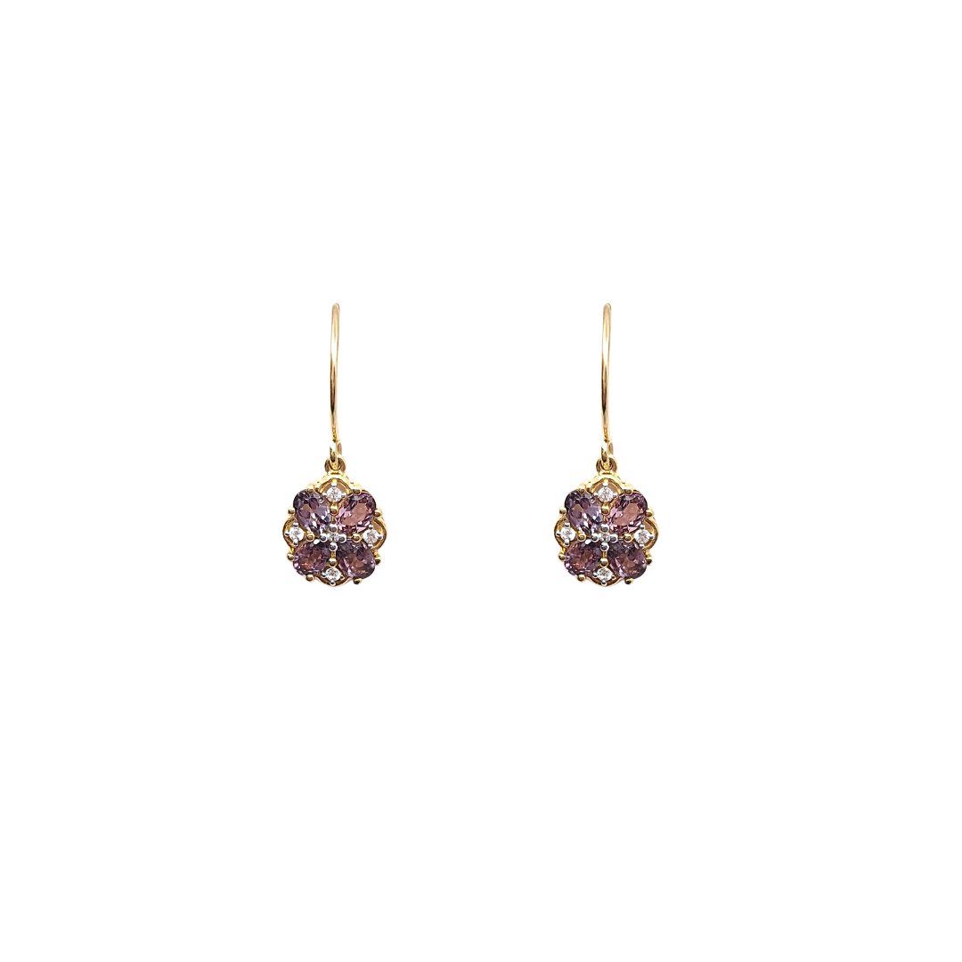 9ct Yellow Gold Purple Spinel Drop Earrings 1.45ct