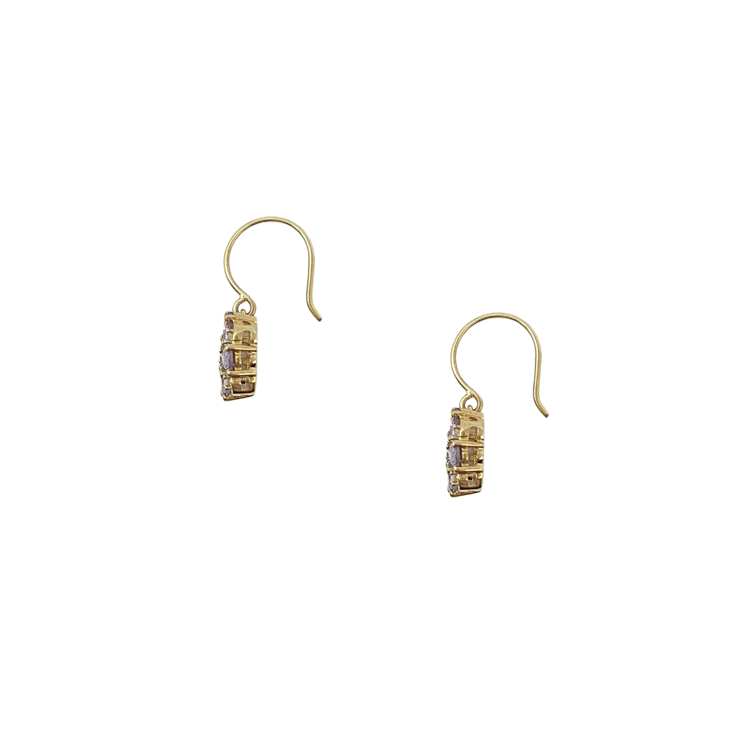 9ct Yellow Gold Purple Spinel Drop Earrings 1.45ct