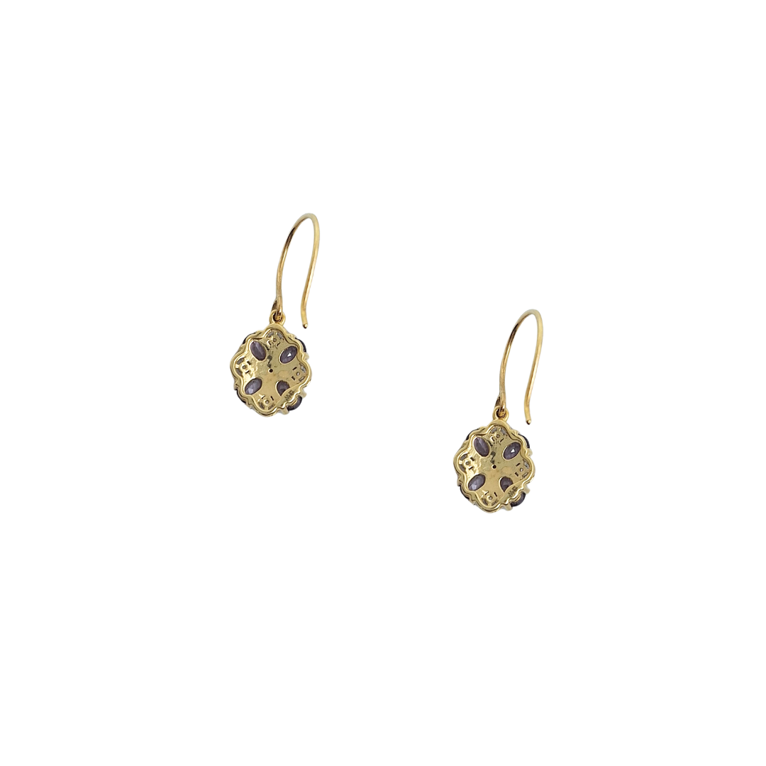 9ct Yellow Gold Purple Spinel Drop Earrings 1.45ct