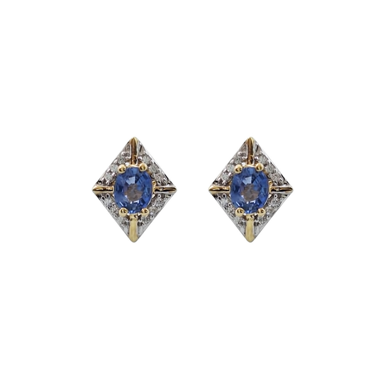 9ct Yellow Gold Ceylon Sapphire & Zircon Earrings 1.05ct