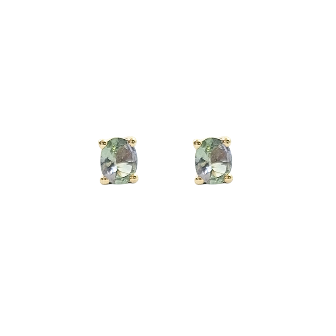 9ct Yellow Gold Green Tanzanite Studs 0.65ct