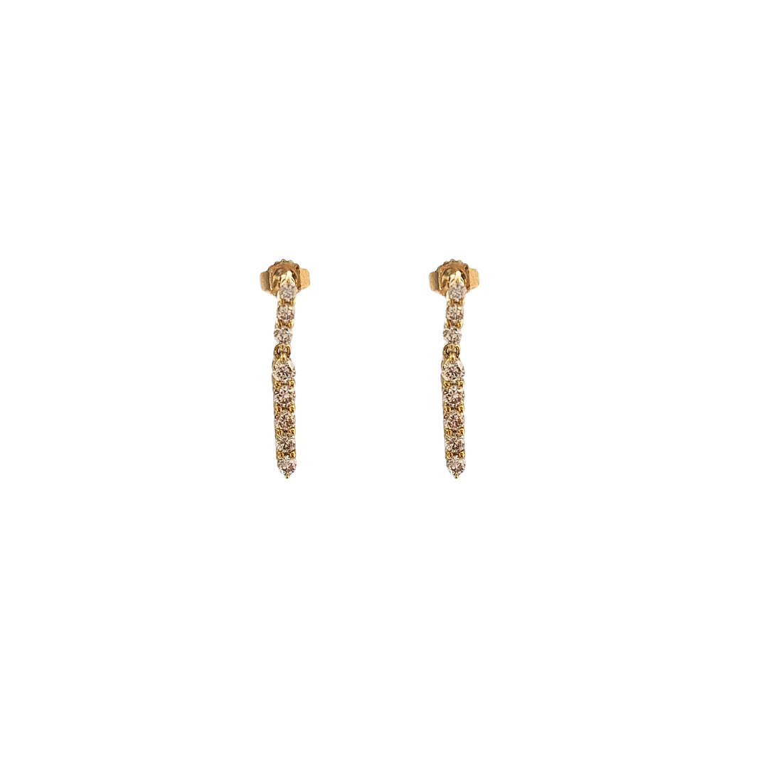 9ct Yellow Gold Champagne Diamond Drop Earrings 0.50ct