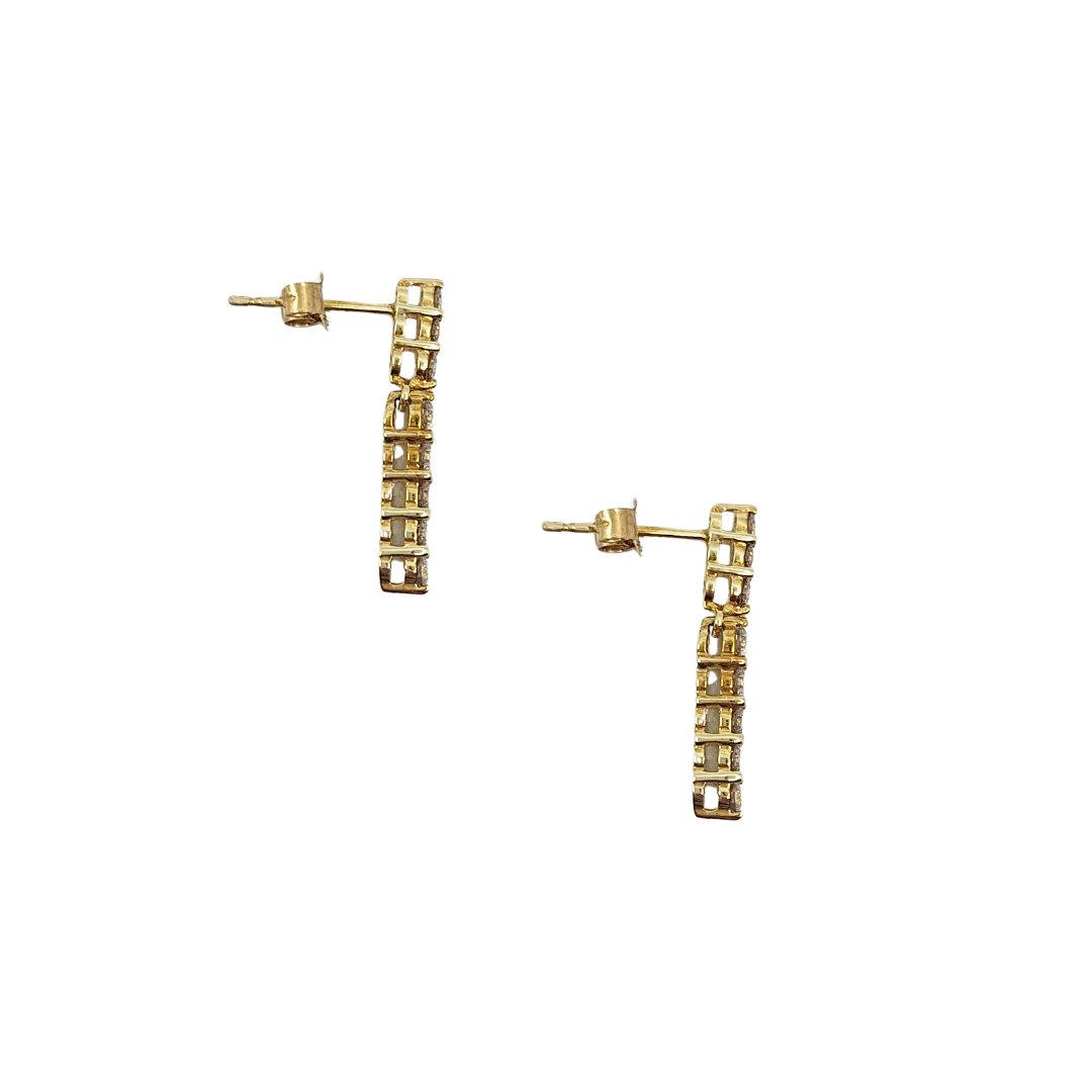 9ct Yellow Gold Champagne Diamond Drop Earrings 0.50ct