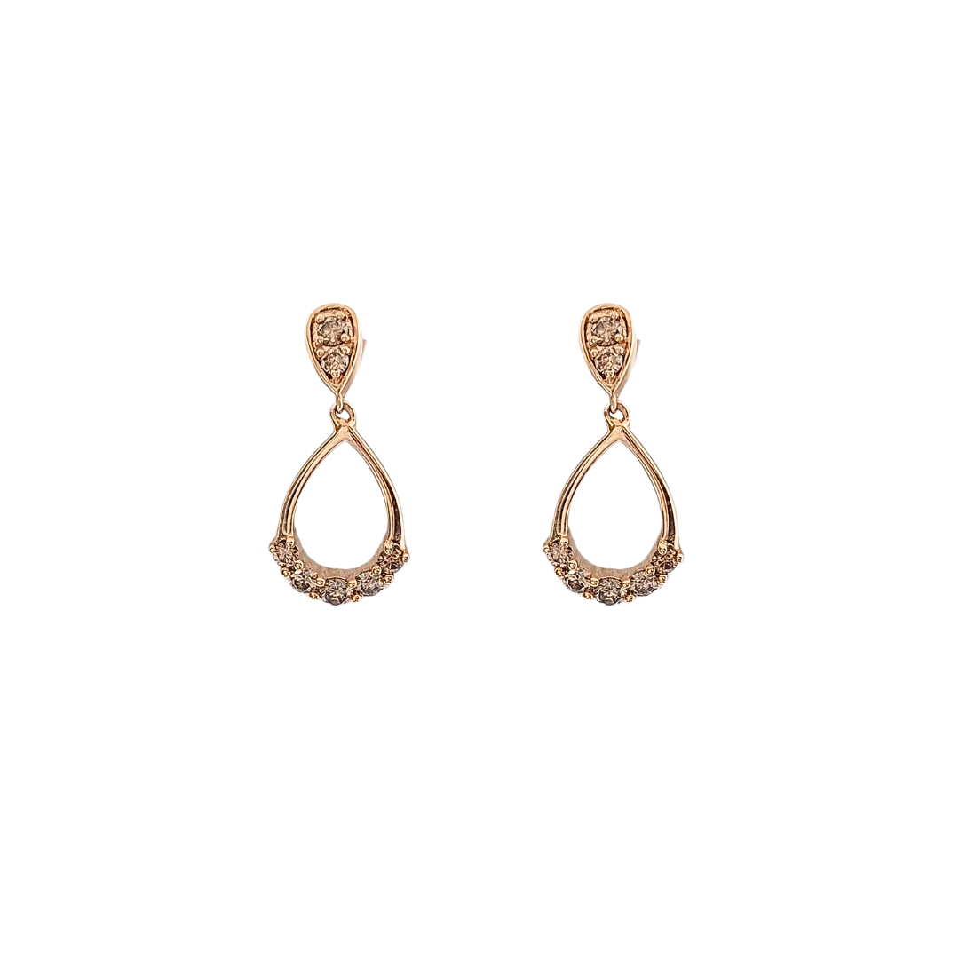 9ct Rose Gold Champagne Diamond Drop Earrings 0.50ct