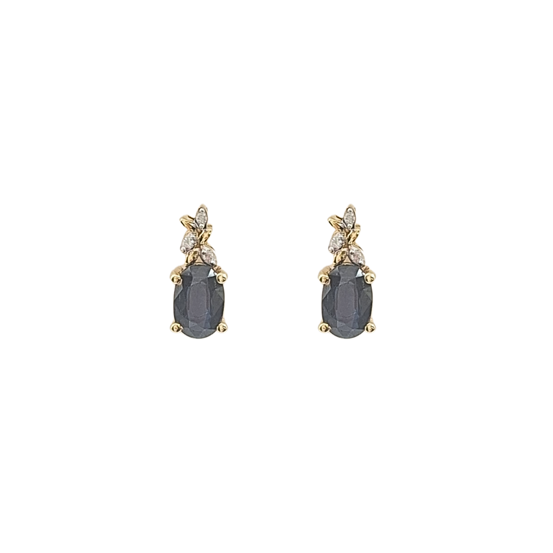 9ct Yellow Gold Sapphire & Zircon Earrings