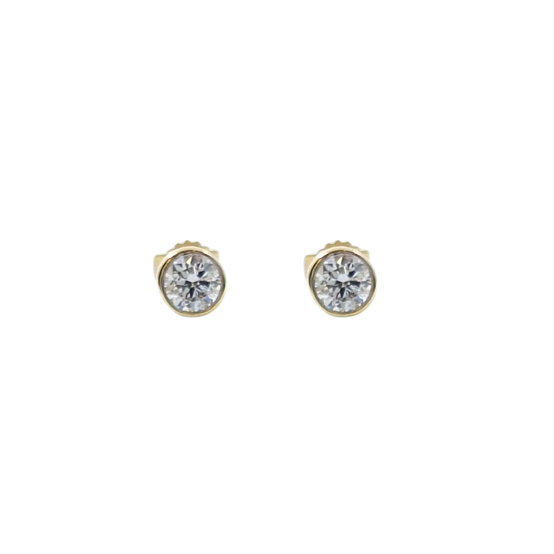 9ct Yellow Gold Rub Over Diamond Studs 0.33ct