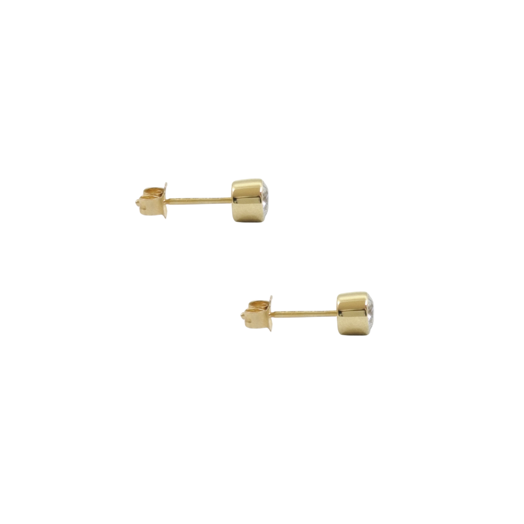 9ct Yellow Gold Rub Over Diamond Studs 0.33ct