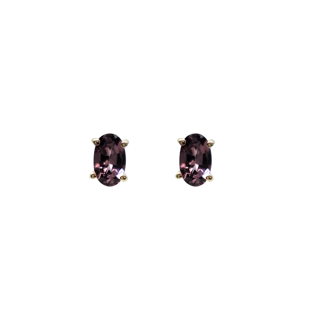 9ct Yellow Gold Purple Spinel Stud Earrings