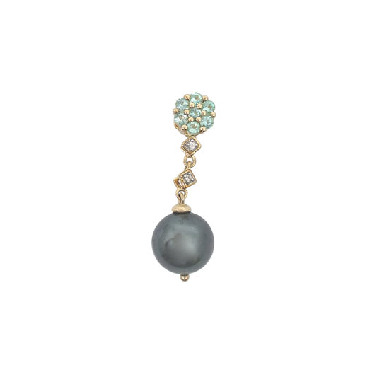 9ct Yellow Gold Cultured Pearl & Beryl Pendant