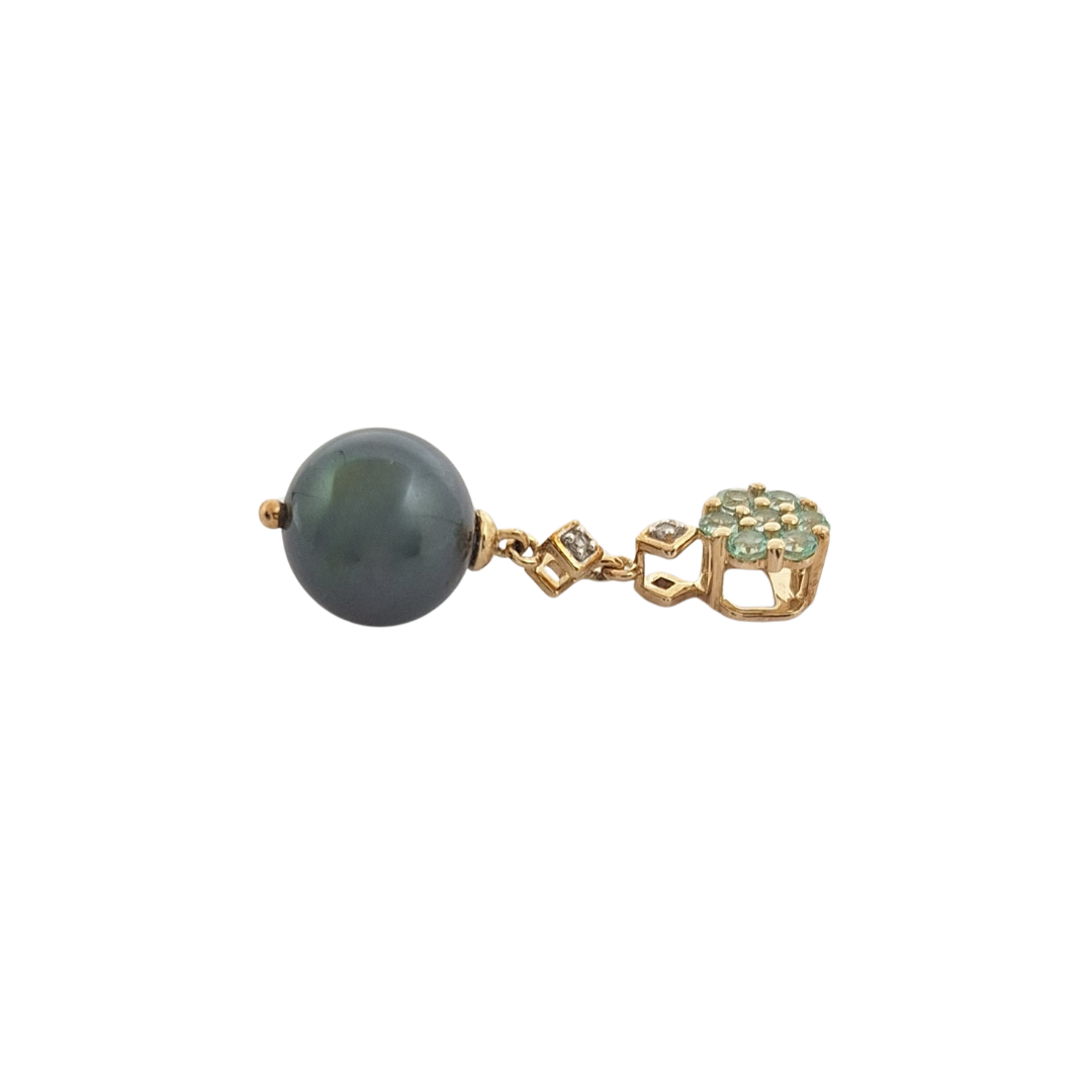9ct Yellow Gold Cultured Pearl & Beryl Pendant