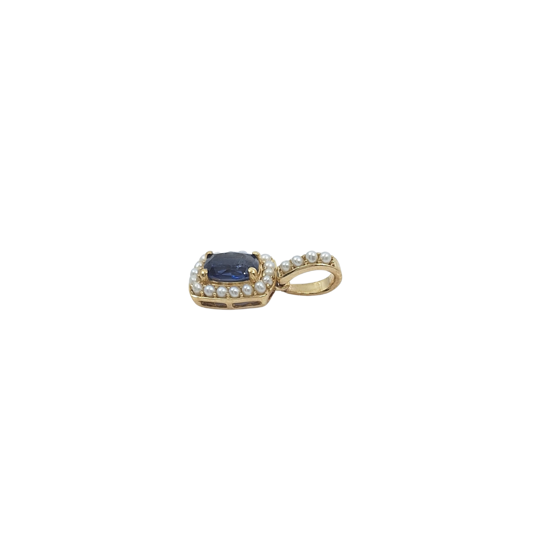 9ct Yellow Gold Nilamani & Pearl Pendant