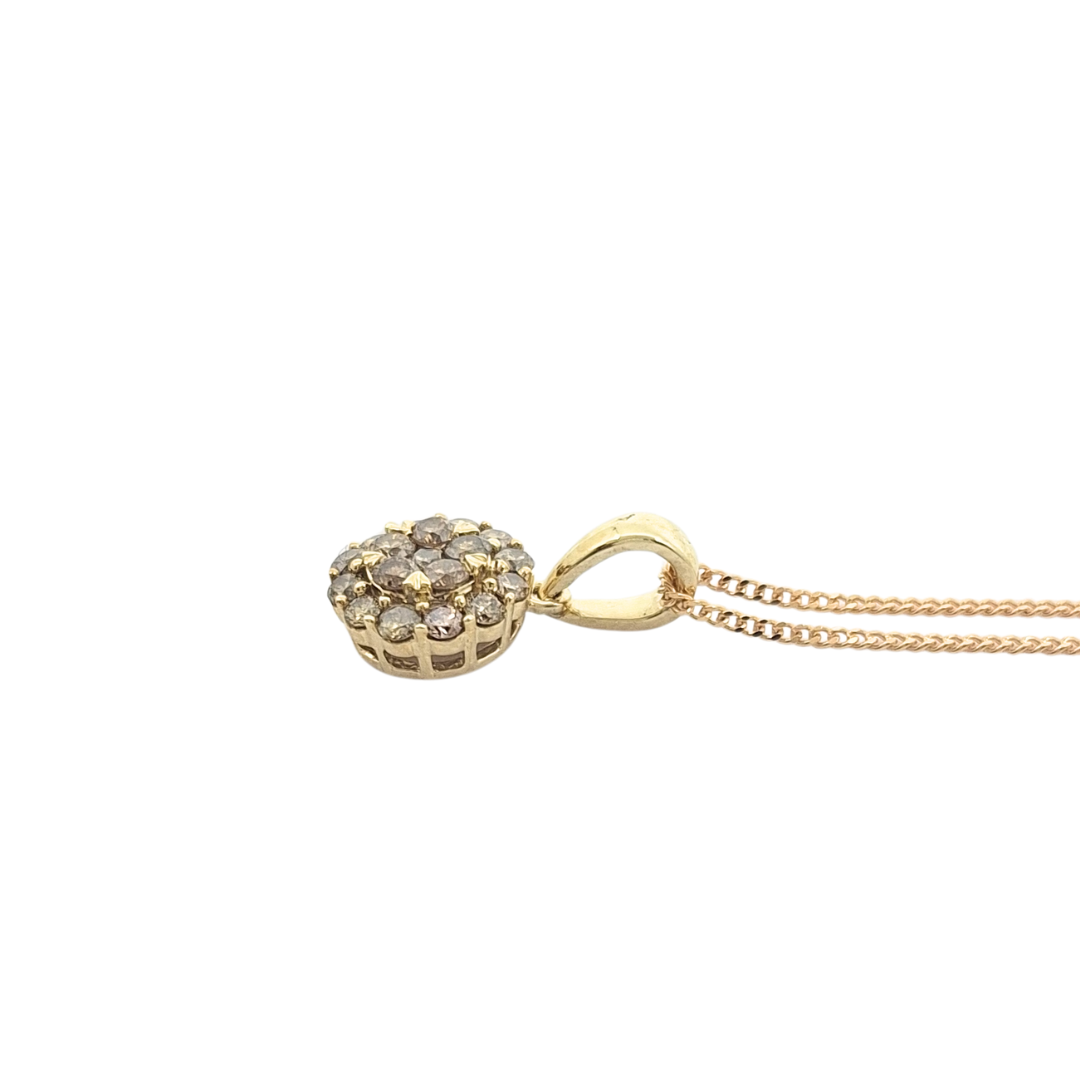 9ct Yellow Gold Champagne Diamond Pendant 0.50ct