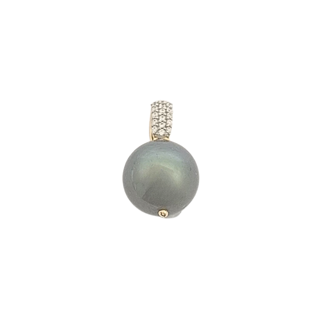 9ct Yellow Gold Cultured Pearl & Zircon Pendant