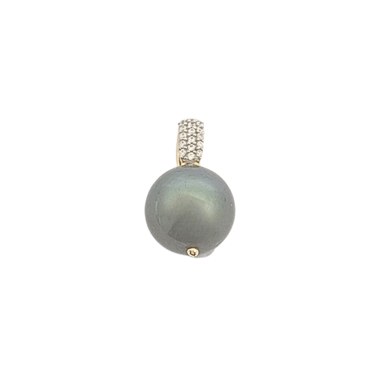 9ct Yellow Gold Cultured Pearl & Zircon Pendant
