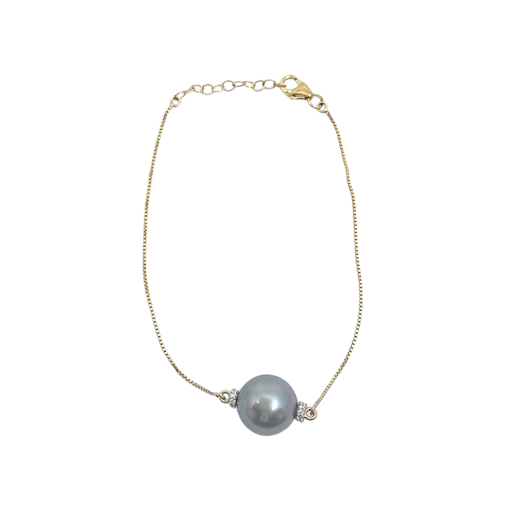 9ct Yellow Gold Tahitian Pearl Bracelet 7-8"