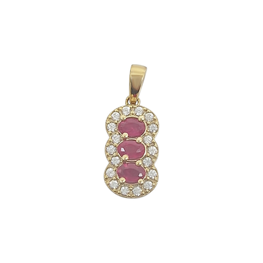 9ct Yellow Gold Ruby & Zircon Pendant