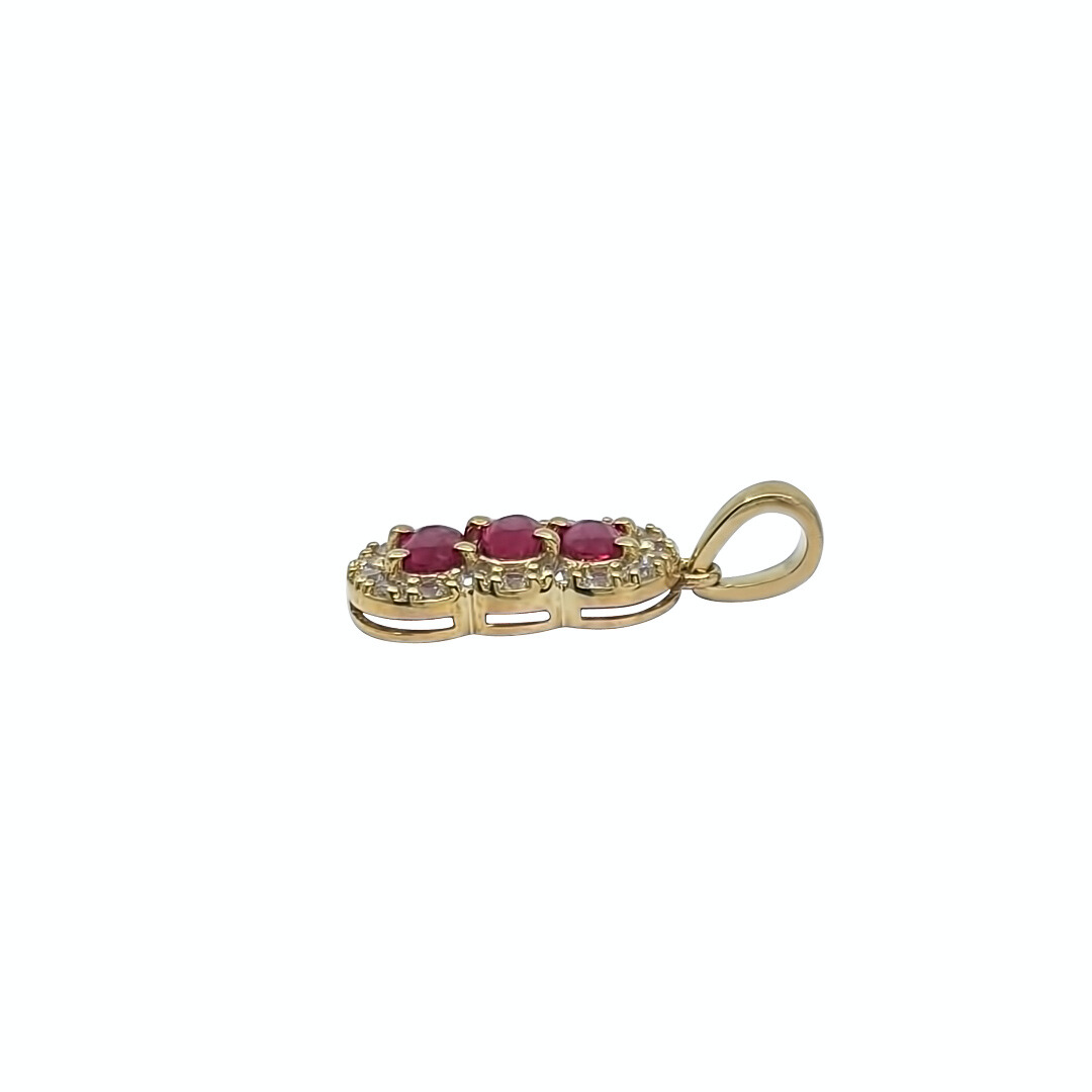 9ct Yellow Gold Ruby & Zircon Pendant