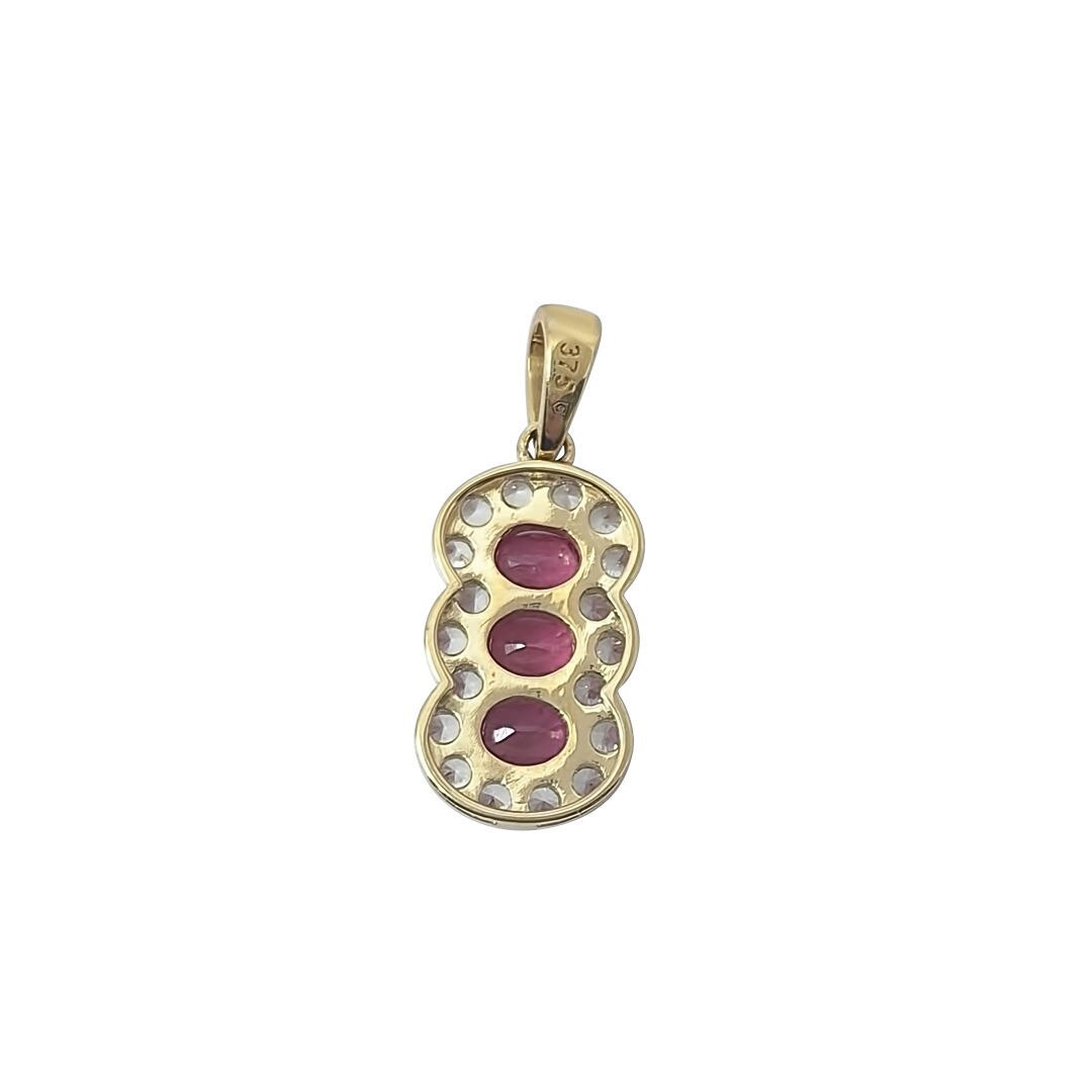 9ct Yellow Gold Ruby & Zircon Pendant