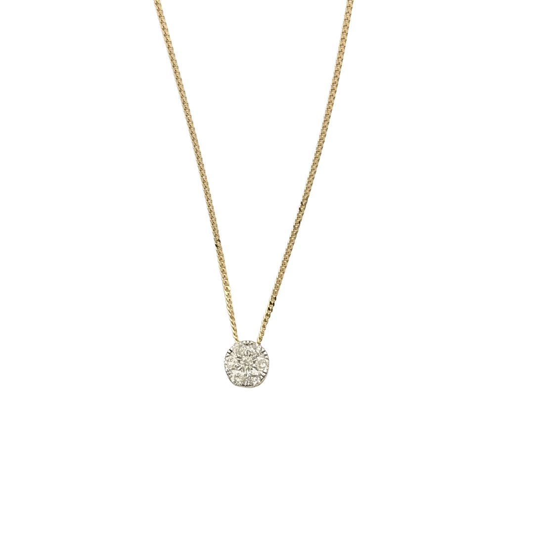 9ct Yellow Gold Diamond Cluster Pendant 0.20ct