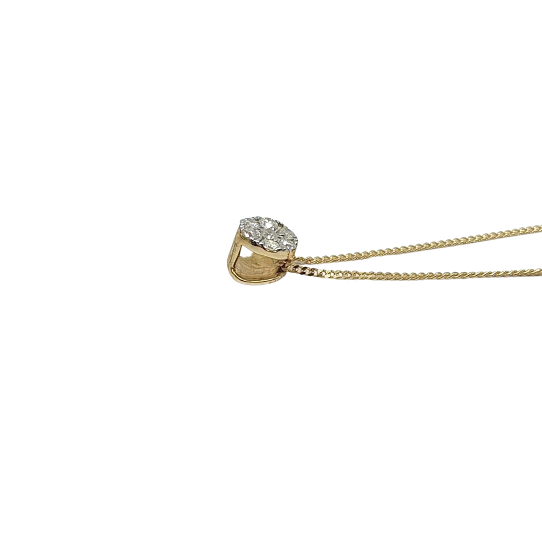 9ct Yellow Gold Diamond Cluster Pendant 0.20ct