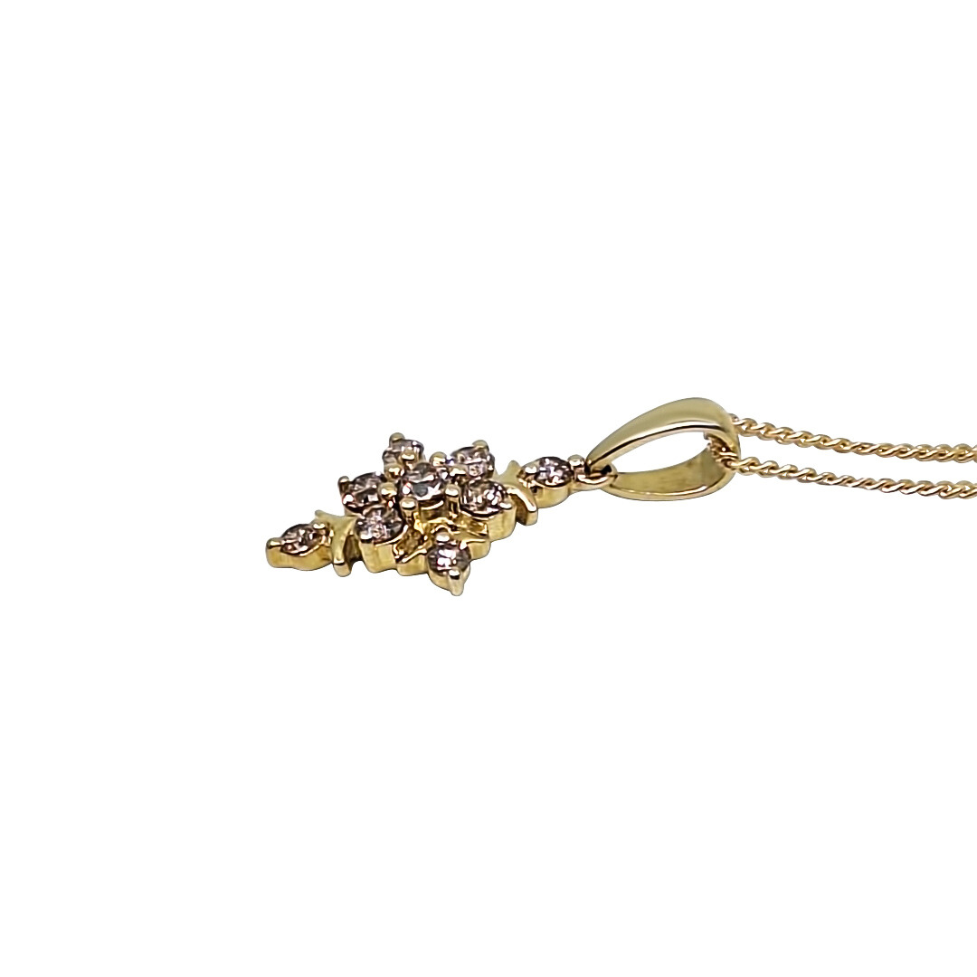 9ct Yellow Gold Champagne Diamond Cluster pendant  0.33ct