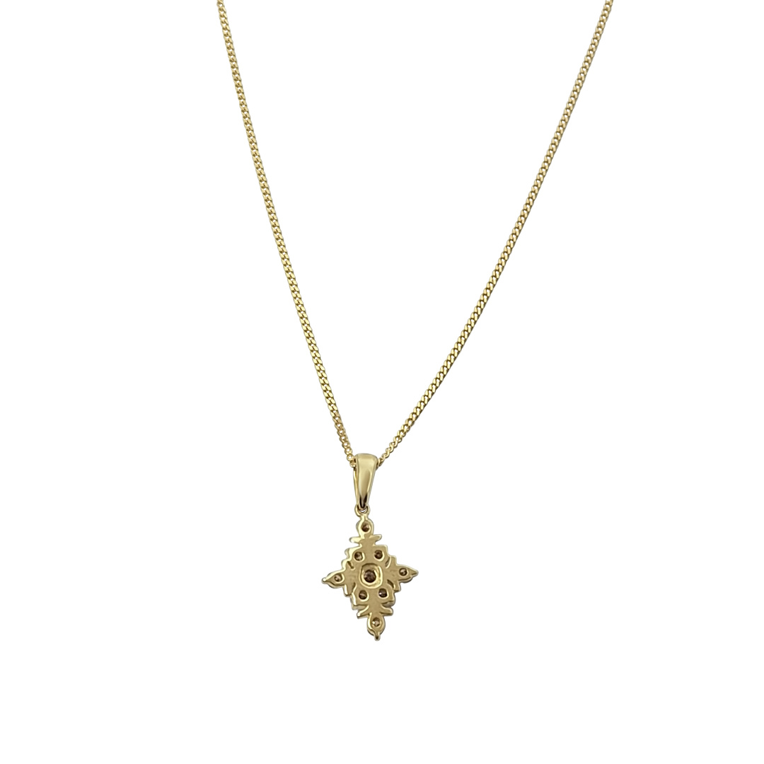 9ct Yellow Gold Champagne Diamond Cluster pendant  0.33ct