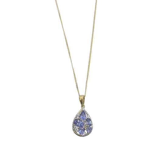 9ct Yellow Gold Tanzanite & Zircon Pendant